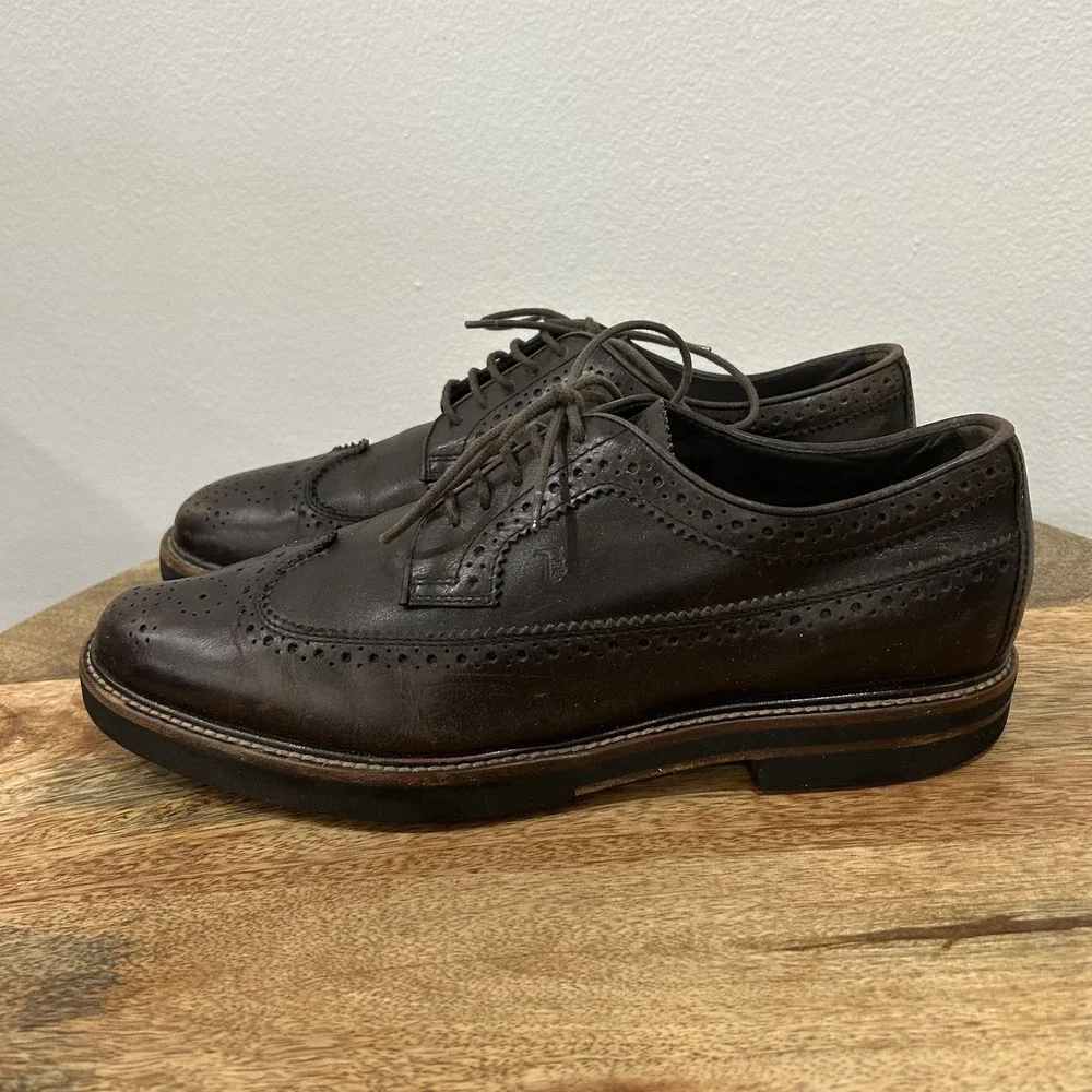 Tod's Men's Brown Leather Wingtip Brogue Lace-Up Oxford Dress Shoes US 7.5 A